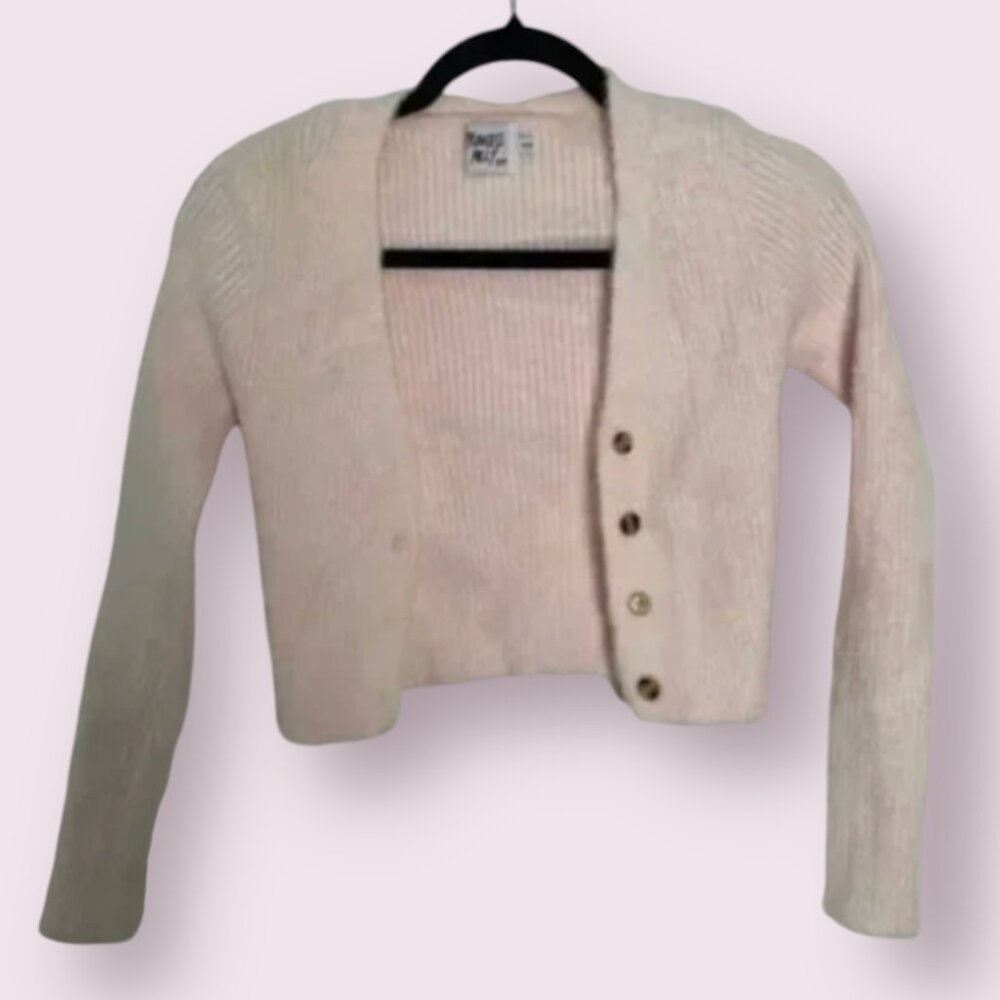 ⭐Polly Fuzzy Furry Modern Chic Glam Girly Boho Cardigan Cropped Crop Art Sweater